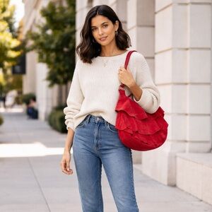Mo & Co Red Suede Women's Bag